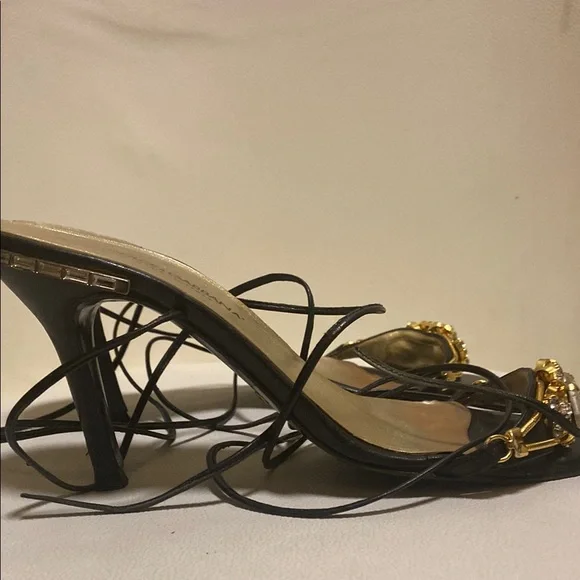 Dolce & Gabbana Christal embroidery Black and Gold Women's Heels